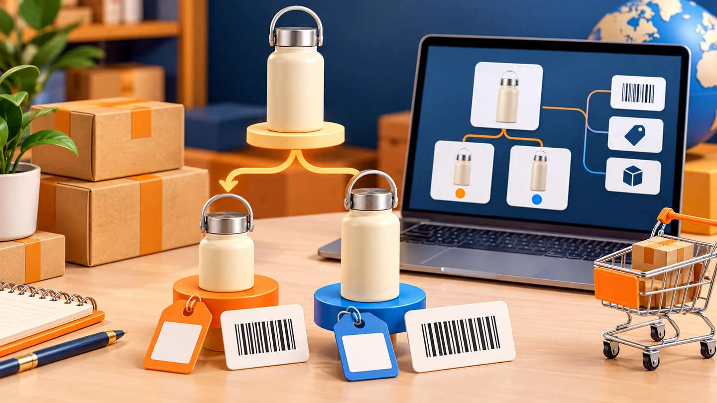 Amazon 的 ASIN、GTIN 和 SKU 有什么区别?上架前先理清商品与报价主题插画,非平台界面截图
