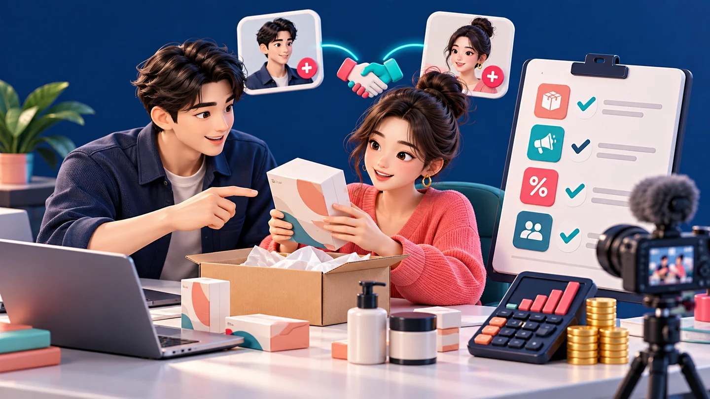 TikTok Shop 达人联盟怎么做?从匹配、寄样、佣金到真实订单复盘主题插画,非平台界面截图